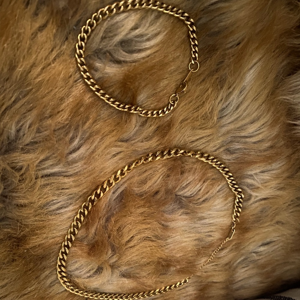 Gold Cuban Link Chain and Bracelet